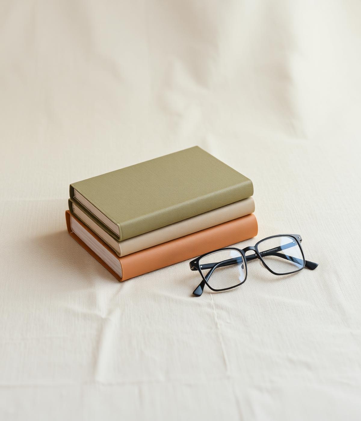 Stack of bound legal books with reading glasses